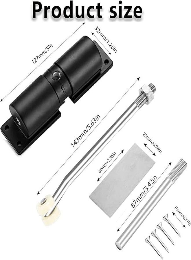 Renva Automatic Door Closer for Home & Garage - Adjustable Self Closing Mechanism with Safety Spring (Black) - Image 2